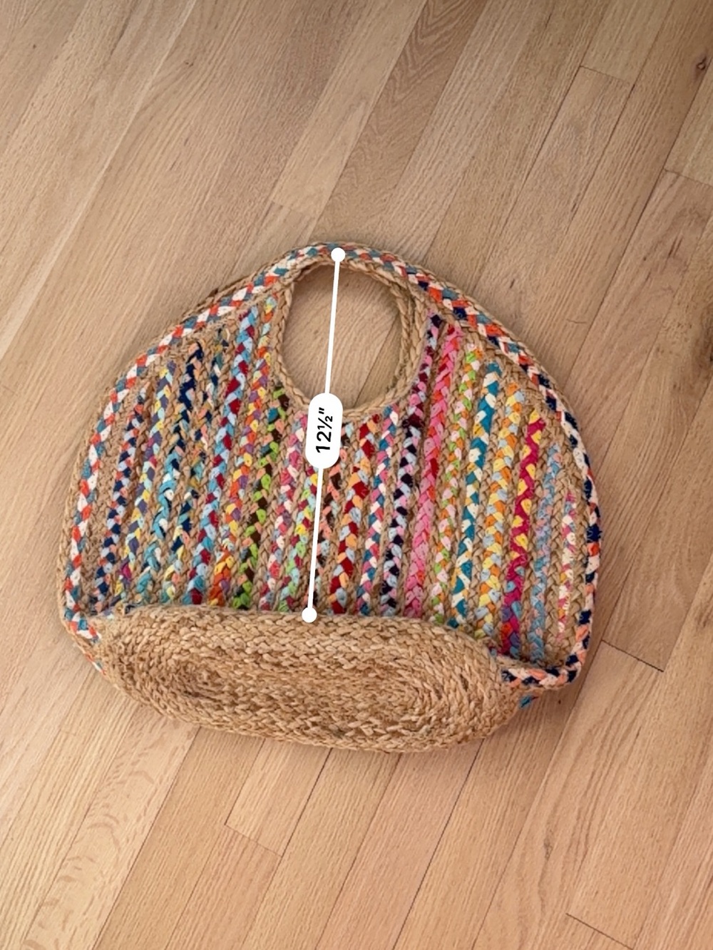 Antik Kraft Multicolor Braided Jute Tote Bag Rainbow Woven Boho Beach Market Bag - Picture 5 of 5